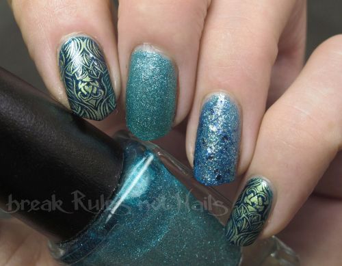 Stamping over blue